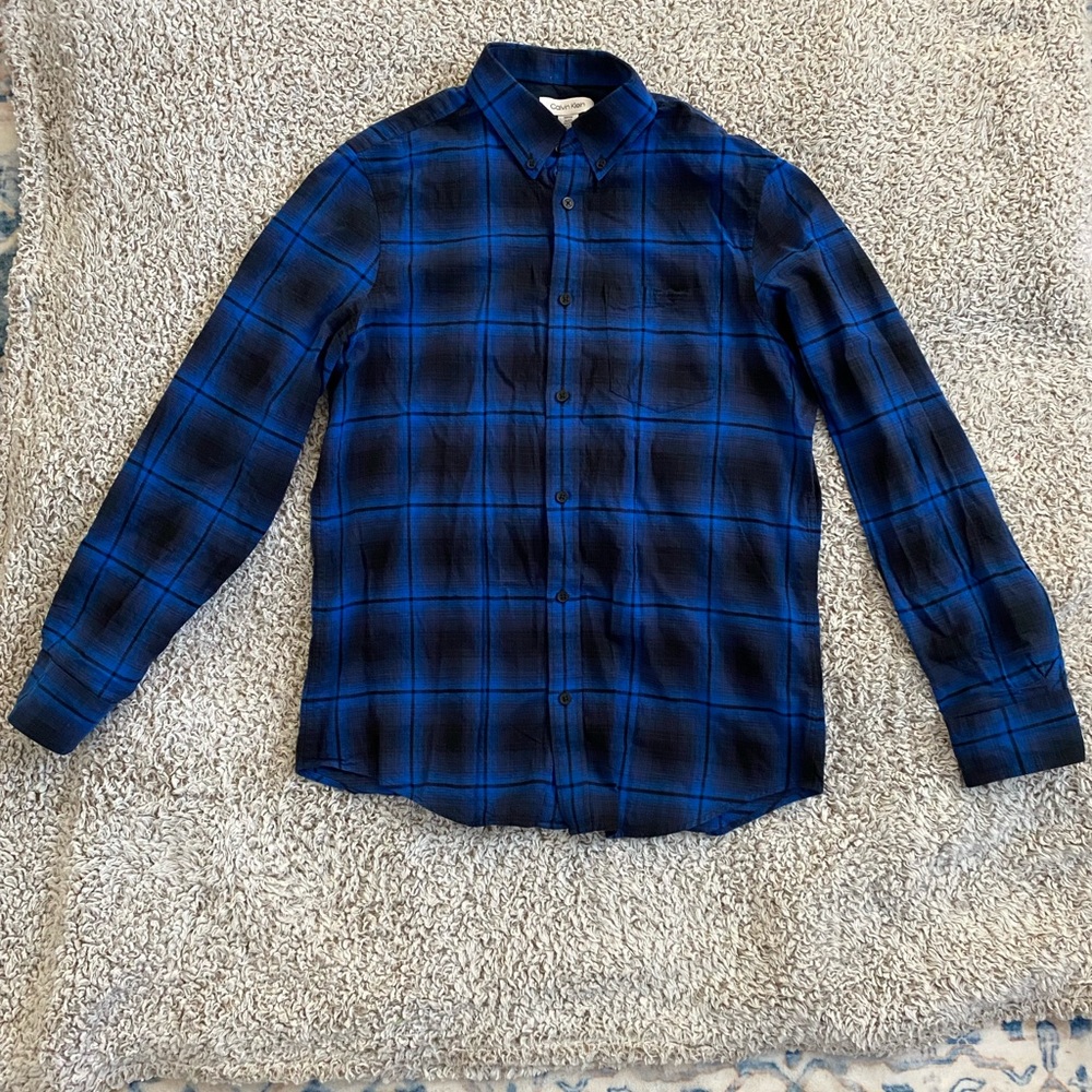 Calvin Klein blue/black button down